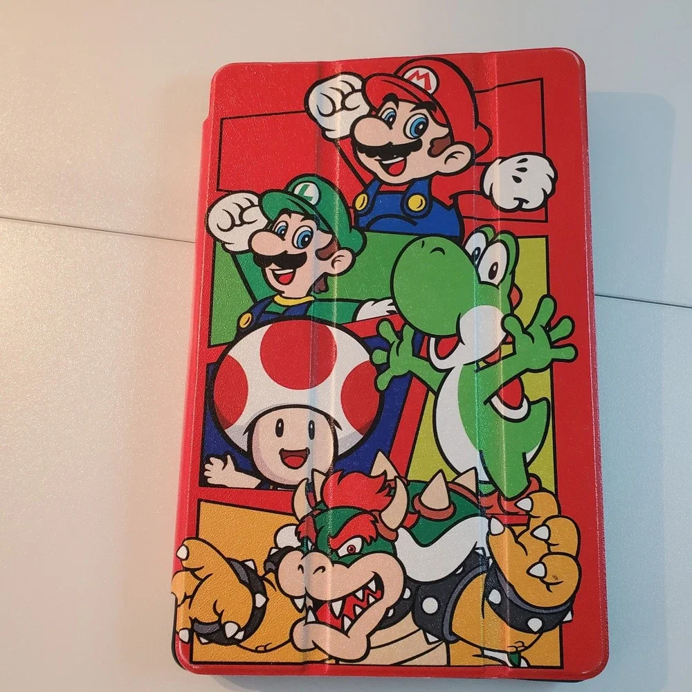 Super Mario Bros Tablet Case for Galaxy Tab A7 Lite A9 8.7 Red Folio Stand Cover